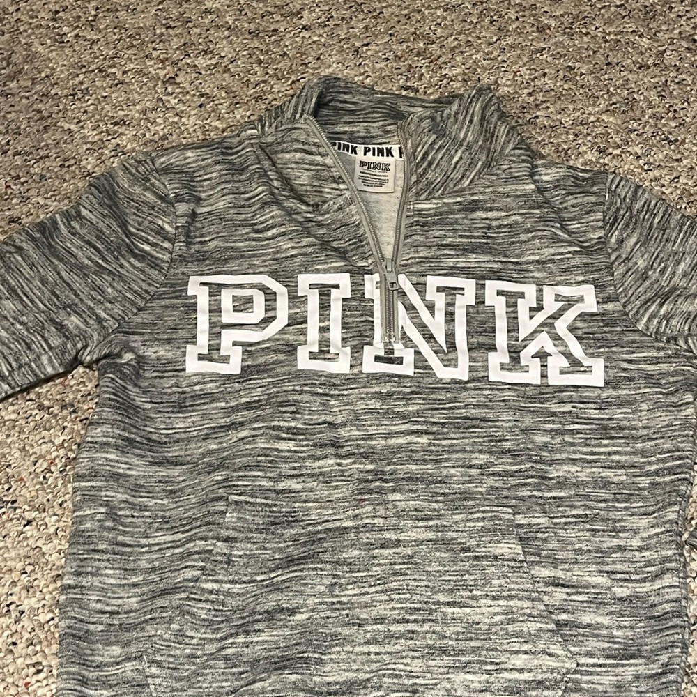 PINK Victoria's Secret Marled Gray Half-Zip Pullover